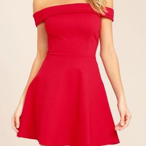 Lulus Red Off The Shoulder Skater Dress (size s)